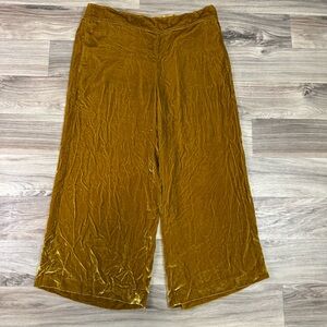 Madewell Pull On Velvet Wide Leg Cropped Pants in Vintage Gold Size Extra Large